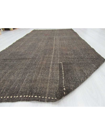 Vintage decorative black Turkish kilim rug