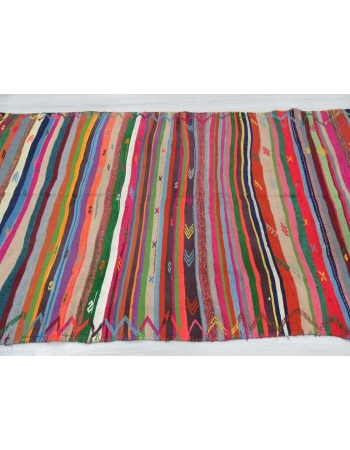 Vintage vibrant striped colors Turkish kilim rug