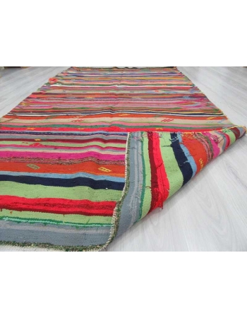 Vintage vibrant striped colors Turkish kilim rug