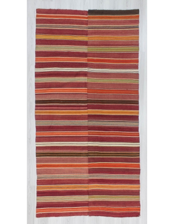 Striped vintage Turkish kilim rug