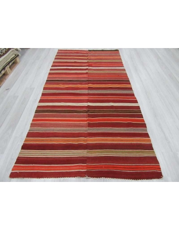 Striped vintage Turkish kilim rug