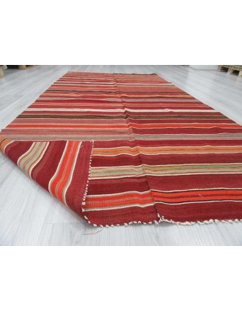 Striped vintage Turkish kilim rug