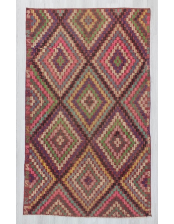 Vintage embroidered Turkish kilim rug