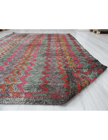 Vintage decorative embroidered Turkish kilim rug