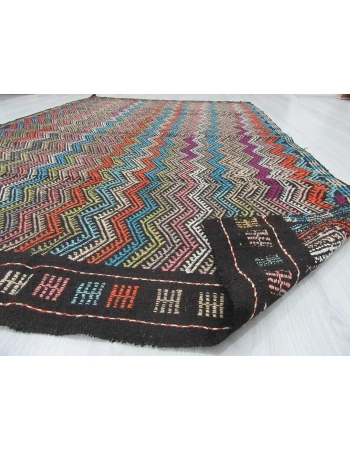 Vintage decorative embroidered Turkish kilim rug