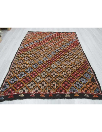 Embroidered Turkish kilim rug
