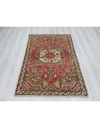 Vintage handknotted decorative Turkish Konya rug