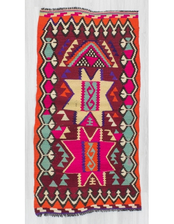 Vibrant colors small Turkish kilim rug