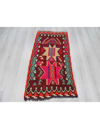 Vibrant colors small Turkish kilim rug