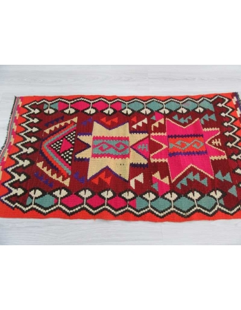 Vibrant colors small Turkish kilim rug