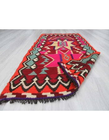 Vibrant colors small Turkish kilim rug