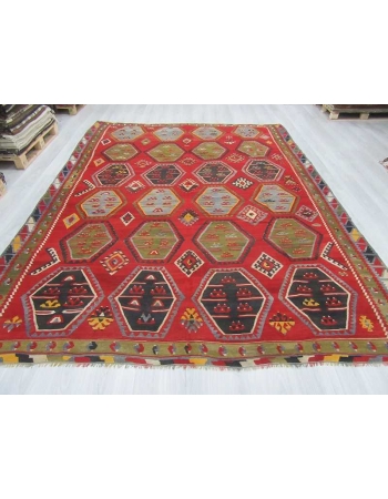 Vintage oversized decorative Turkish Sivas kilim rug