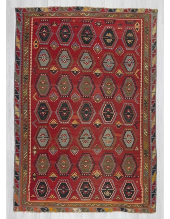 Vintage large decorative Turkish kilim rug