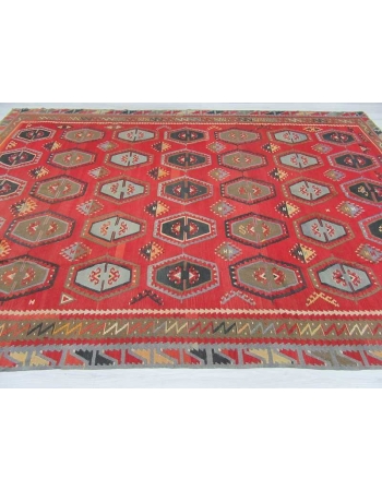 Vintage large decorative Turkish kilim rug