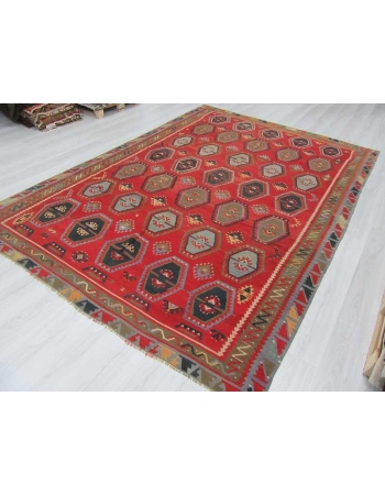 Vintage large decorative Turkish kilim rug