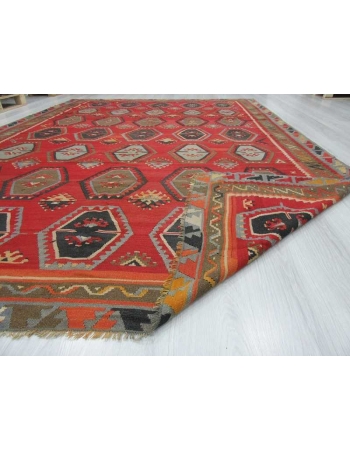 Vintage large decorative Turkish kilim rug
