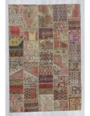 Decorative vintage Turkish patchwork rug