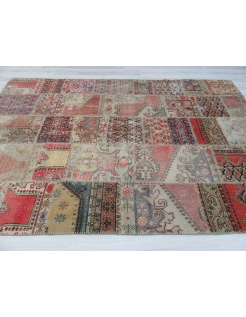 Decorative vintage Turkish patchwork rug