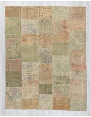 Vintage pastel Turkish patchwork rug