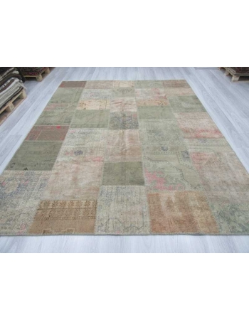 Vintage pastel Turkish patchwork rug