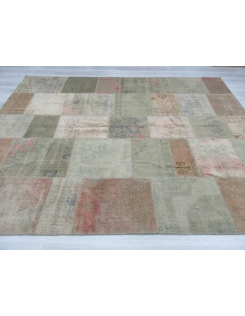 Vintage pastel Turkish patchwork rug