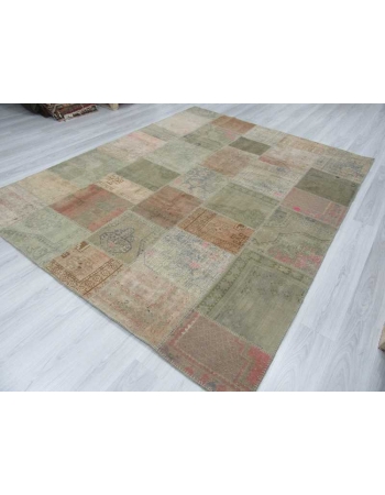 Vintage pastel Turkish patchwork rug