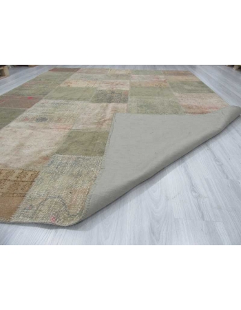 Vintage pastel Turkish patchwork rug