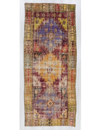 Distressed colorful unique Turkish rug