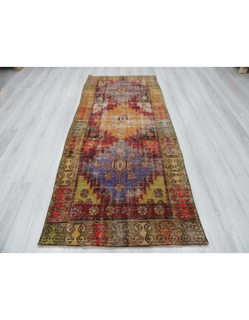 Distressed colorful unique Turkish rug