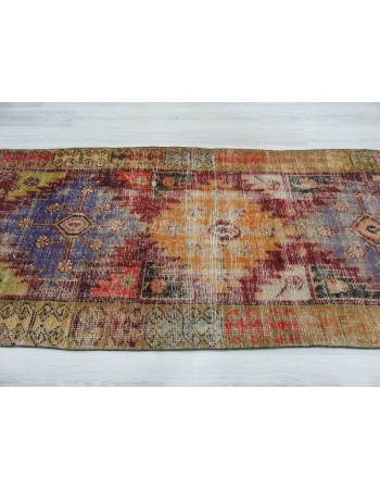 Distressed colorful unique Turkish rug