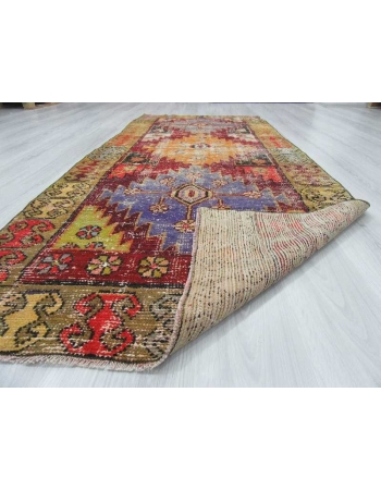 Distressed colorful unique Turkish rug