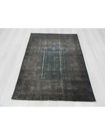 Vintage dark grey overdyed Turkish rug