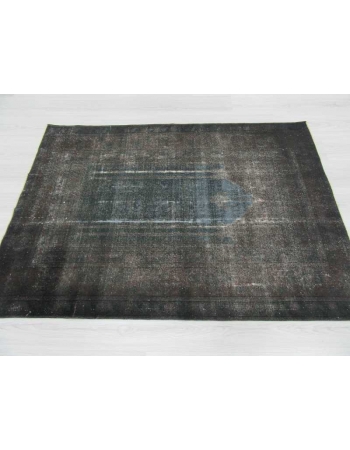 Vintage dark grey overdyed Turkish rug