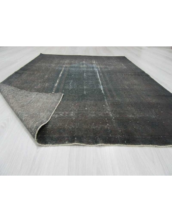 Vintage dark grey overdyed Turkish rug