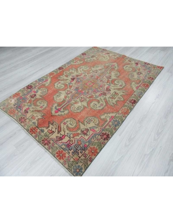 Vintage worn out Turkish rug