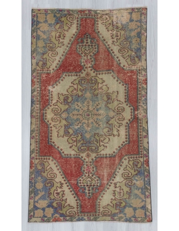 Vintage distressed decorative Turkish rug