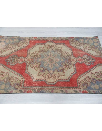 Vintage distressed decorative Turkish rug