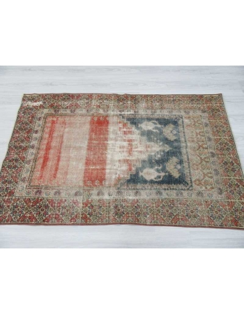 Vintage distressed Turkish prayer rug