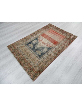 Vintage distressed Turkish prayer rug