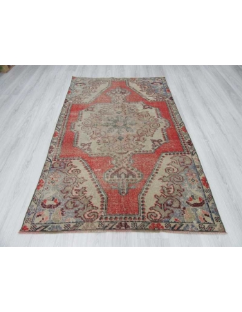 Vintage distressed Turkish area rug