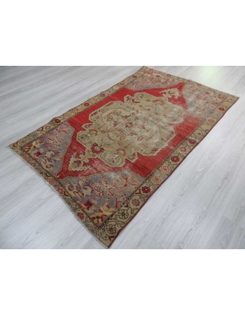 Vintage worn out Turkish Konya rug