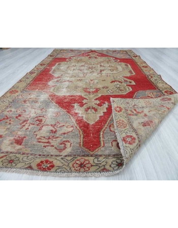 Vintage worn out Turkish Konya rug