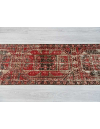 Vintage distressed Turkish runner rug