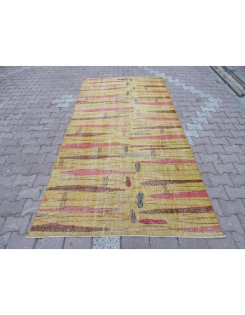 Vintage Yellow Zeki Muren Art Deco Rug