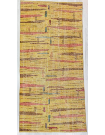 Vintage Yellow Zeki Muren Art Deco Rug