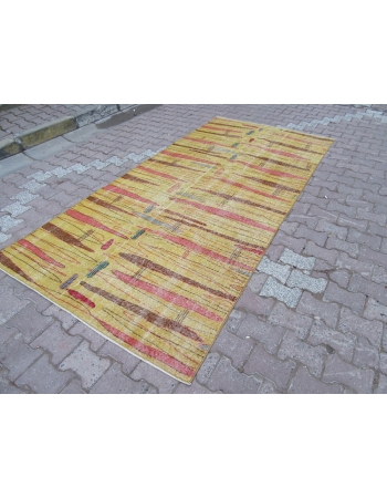 Vintage Yellow Zeki Muren Art Deco Rug