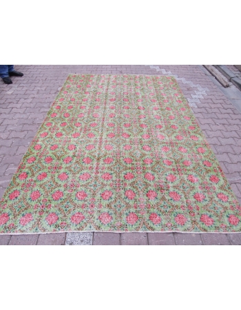 Green Vintage Turkish Floral Rug