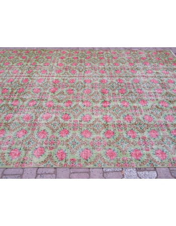 Green Vintage Turkish Floral Rug