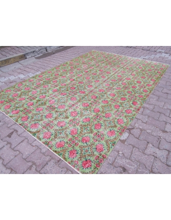 Green Vintage Turkish Floral Rug