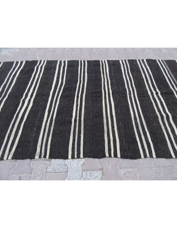 Striped Vintage Turkish Goat Hair Kilim Rug